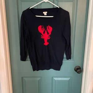Women's Black Sweater with Red Lobster Design